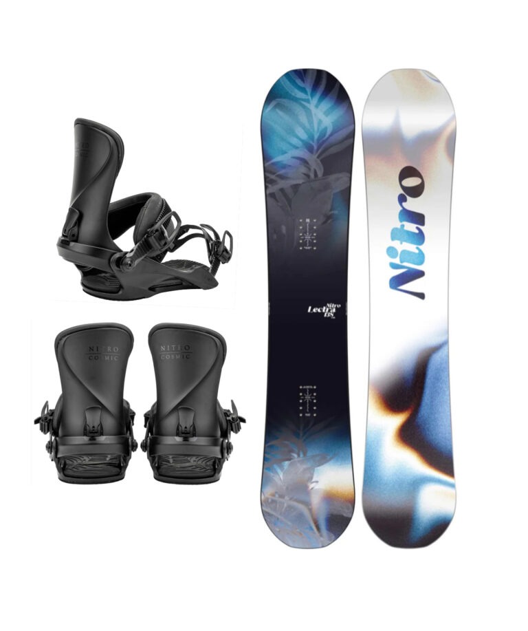 Nitro Snowboard Damen Set Board Lectra 149cm Cosmic Bindung (schwarz)